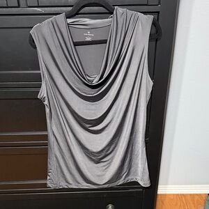 Worthington Charcoal Sleeveless Drape Blouse